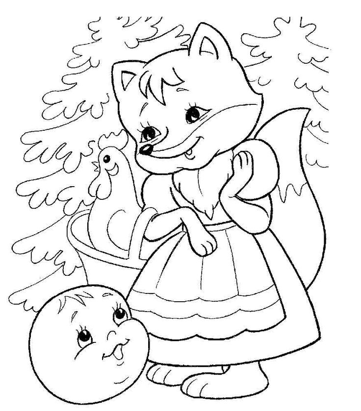 Раскраски Колобок | Coloring pages