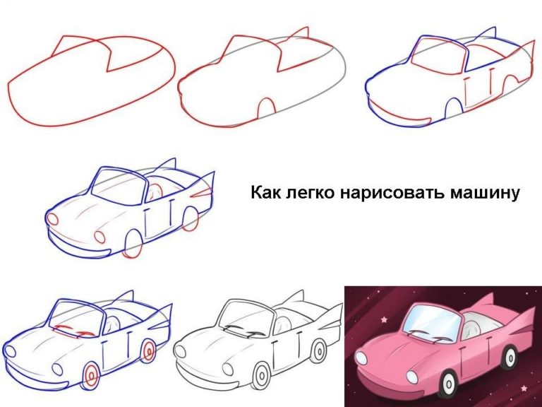 Рисунки авто карандашом для начинающих. Скачать и распечатать