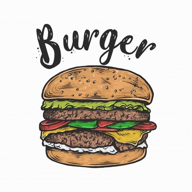 How to draw a Hamburger step by step