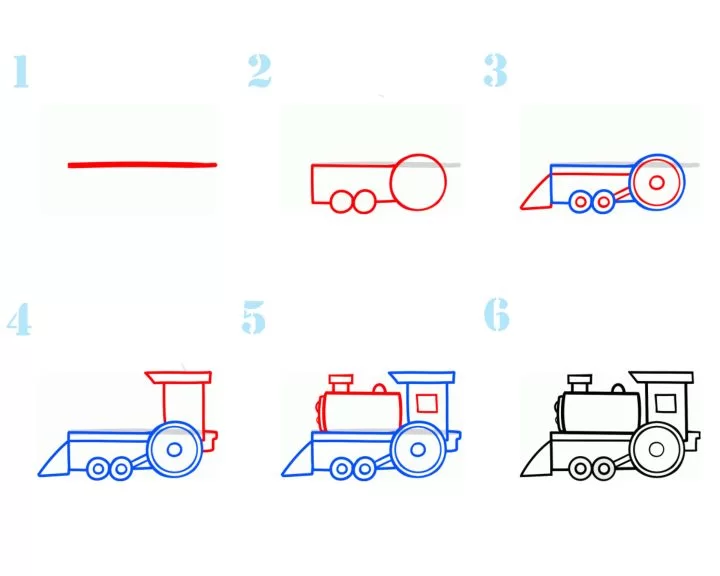Как нарисовать ПАРОВОЗ / Раскраски для детей