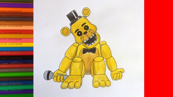 How to draw Golden Freddy 