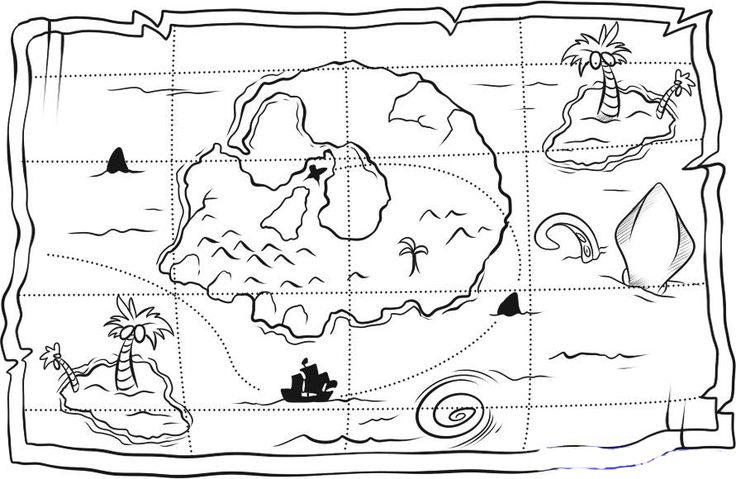 Раскраска для мальчиков Карта поиска сокровищ » Раскраски.рф