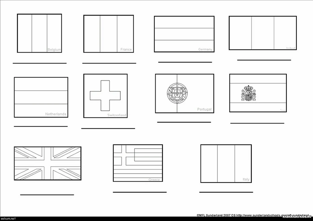 Раскраска Флаги стран мира – Распечатать бесплатно для детей