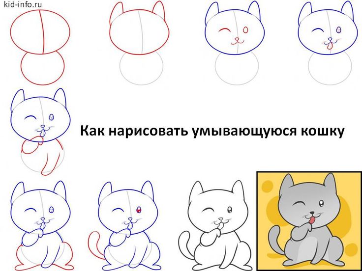 Как нарисовать кошку. Мультик раскраска