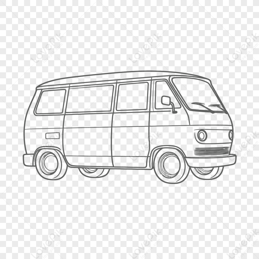 рисунок Volkswagen Van раскраски страницы наброски эскиз