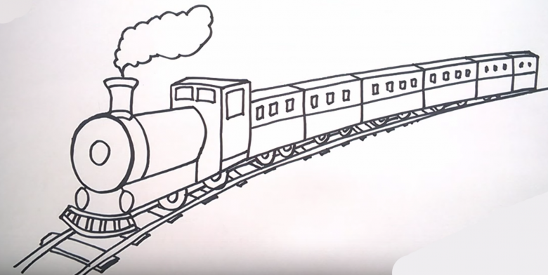 How to draw a steam locomotive