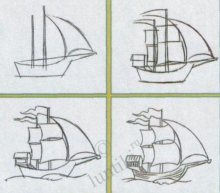 Как нарисовать лодку карандашом