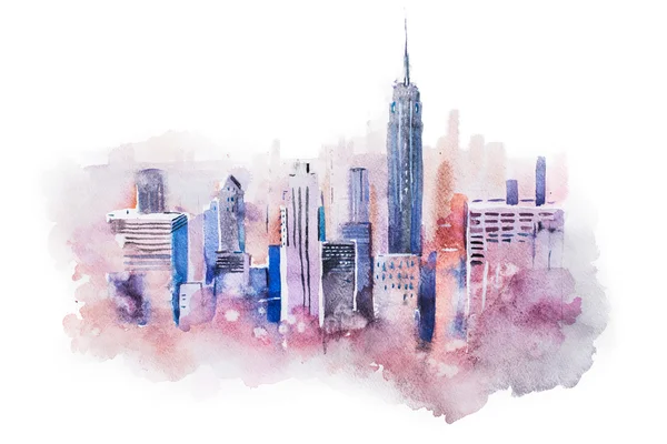 Скачать картинки New york watercolor, стоковые фото New york