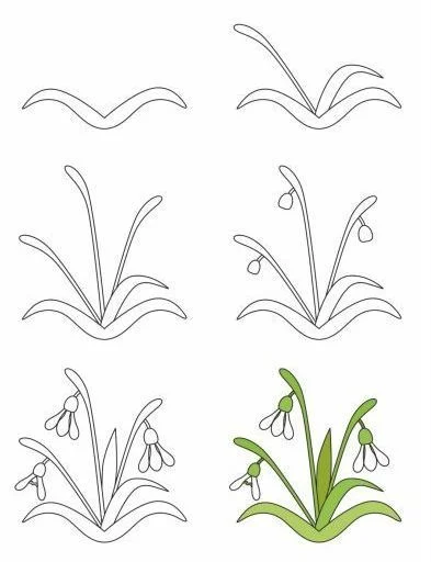 How to draw snowdrops is easy for beginners. Gouache. Step by