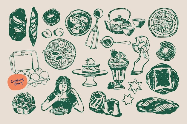 Hand Drawn Food Clipart Illustration Graphic by PurMoon