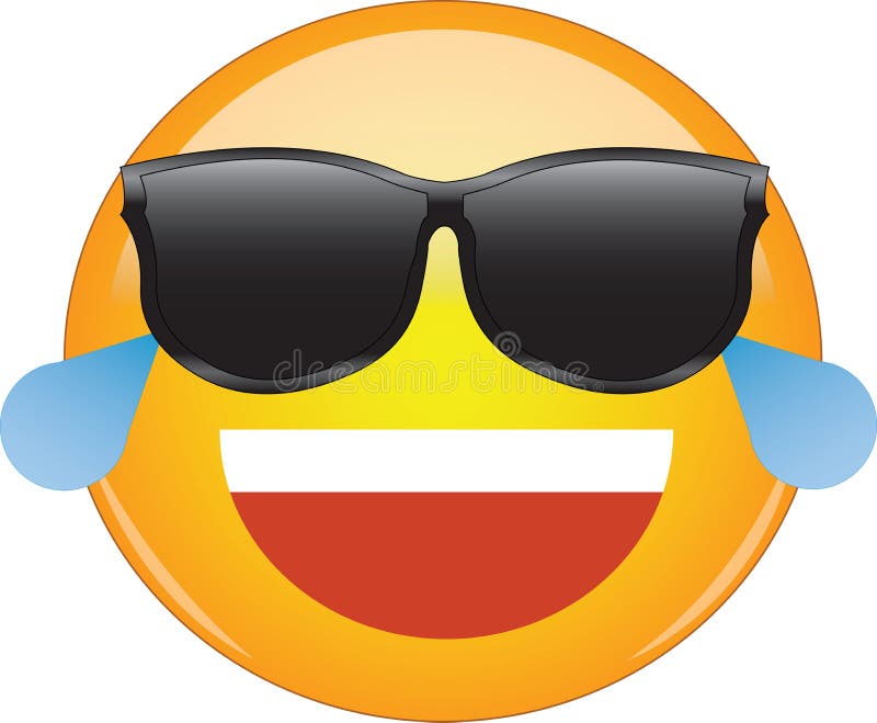 Cool Emoji крик в гневе. Очки желтого смайликов стороны несут